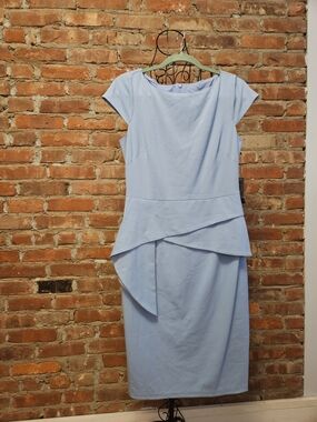 Vince Camuto Light Blue Midi Peplum Dress